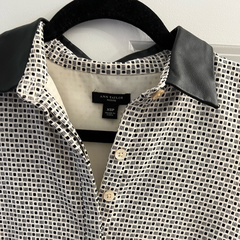 Leather collar shift dress